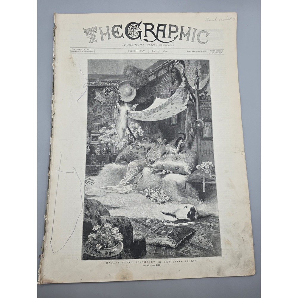 The Graphic Illustrated July 5,‎ 1890 Antique Newspaper Color Lithograph